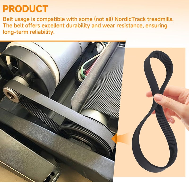 Filloman 255589 Drive Belt Replacement for NordicTrack, ProForm, Reebok, Gold's Gym, Epic Treadmills – Compatible with Part Number 255589, Durable Fitness Repair Belt to Fix Slipping or Noise Issues - Image 4